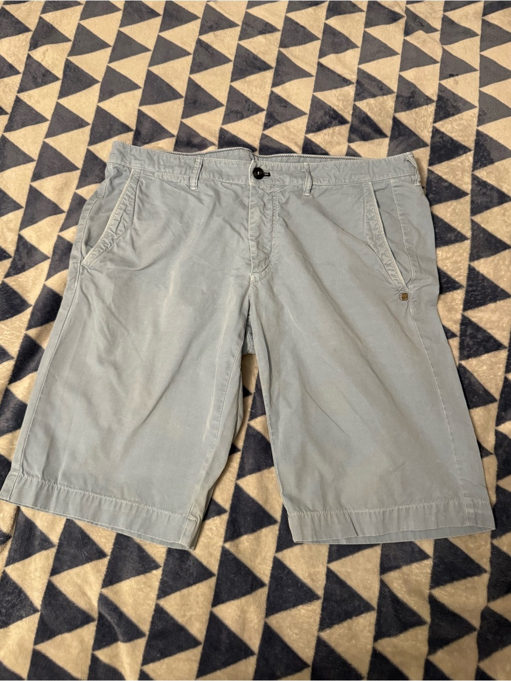 Mason Light Blue Flat Front Cotton Shorts